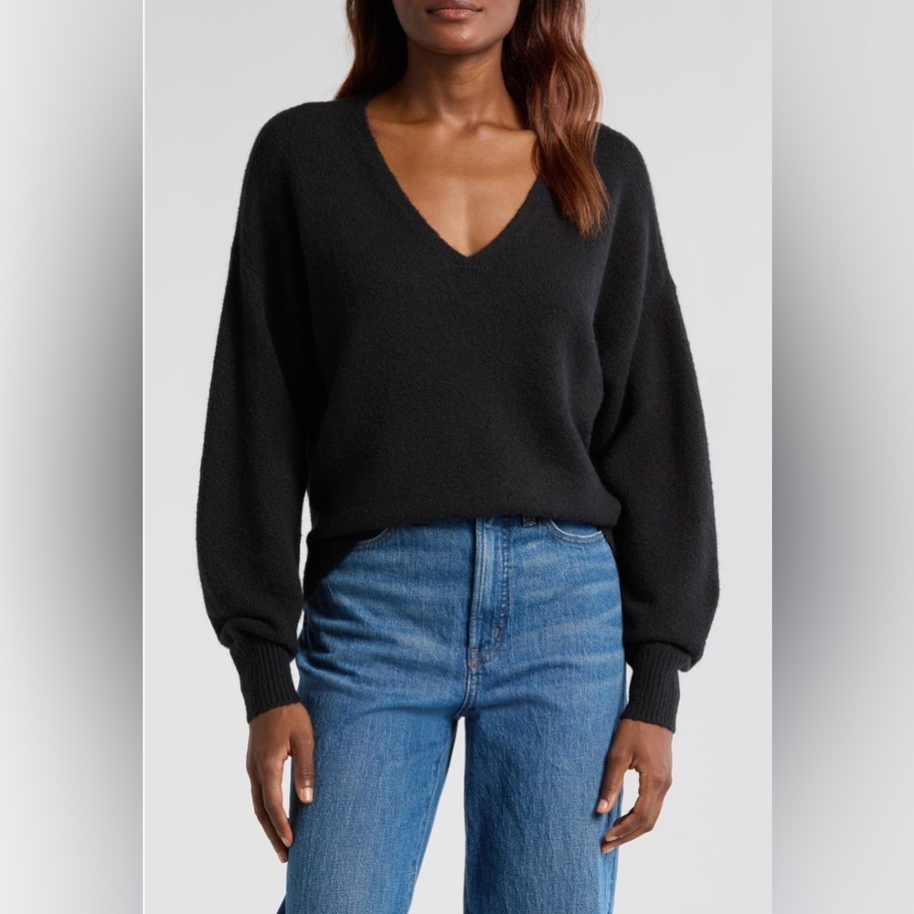 ❄️ Madewell black Wedge v-neck sweater XL